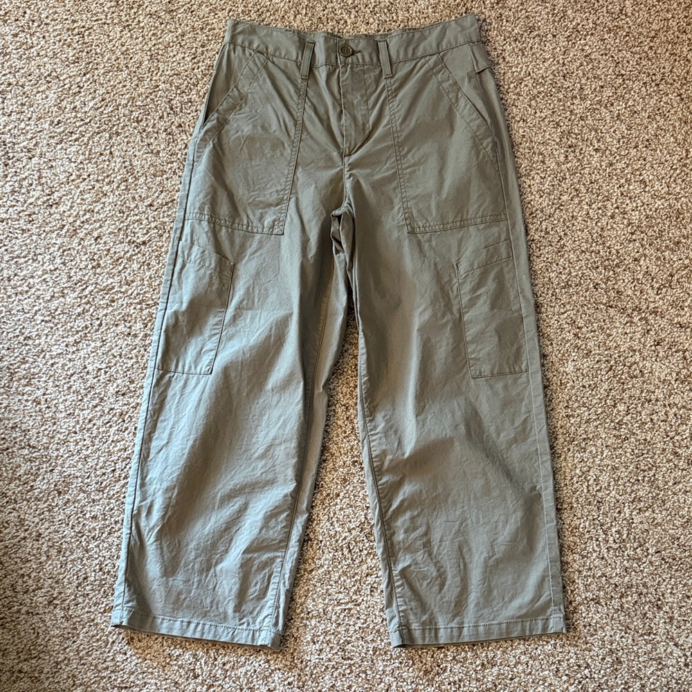 Women’s Agolde Relaxed Cargo Pants in Olive Green, Cropped